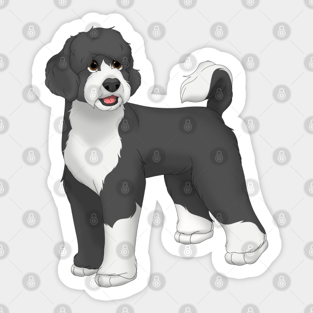 Black & White Portuguese Water Dog Sticker by millersye
